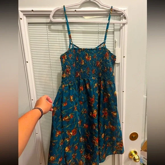 Xhilaration High-low dress size Medium in Beautiful Teal & Orange Fall Colors - Picture 2 of 8